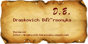 Draskovich Bársonyka névjegykártya